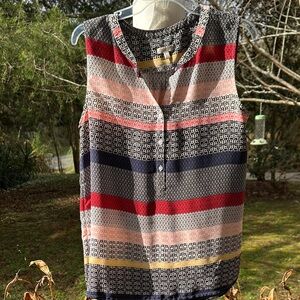 Talbots Sleeveless Blouse with Bold Stripes